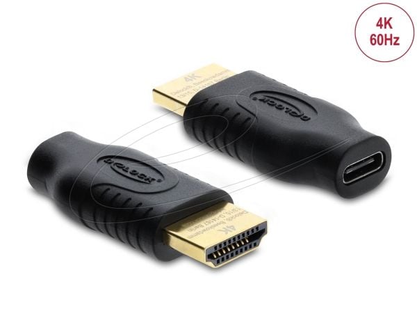 Delock - High Speed - video adapter - USB-C hann til HDMI hunn - svart - støtte for 4K 60 Hz (3840 x 2160), Støtte for DP Alt-modus