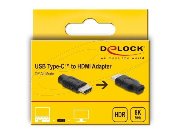 DeLOCK 61076, USB Type-C, HDMI, musta