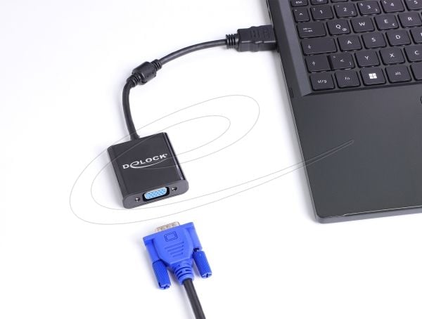 Delock adapter HDMI hann til VGA hunn svart