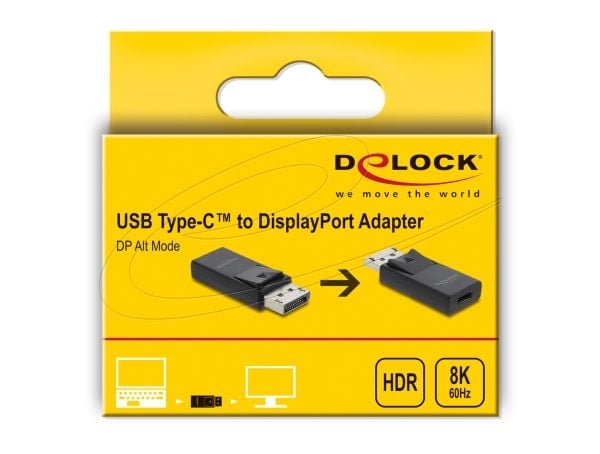 Delock USB Type-C - DisplayPort-sovitin 8K HDR- ja HDCP-tuella varustettuna