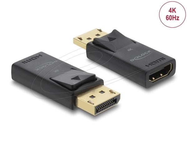 DeLOCK 61086, DisplayPort, HDMI, musta
