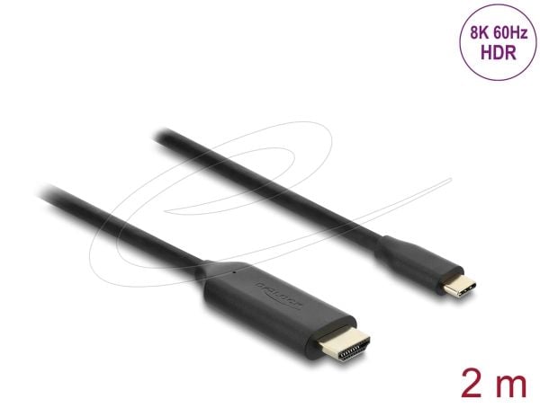 Delock USB Type-C-HDMI-kaapeli (DP Alt Mode) 8K 60 Hz HDR-toiminnolla 2 m musta