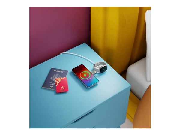 Twelve South ButterFly SE - langaton Qi2-laturi kahdelle MagSafe-yhteensopivalle laitteelle, USB-C-kaapeli eli (valkoinen)