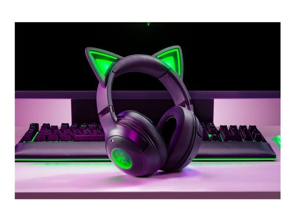 Razer Kraken Kitty V2 - Hodesett - full størrelse - Bluetooth - trådløs - svart