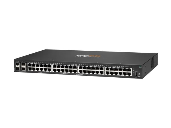HPE Aruba 6100 48G 4SFP+ Switch - Switch - Administrerad - 48 x 10/100/1000 + 4 x 1 Gigabit / 10 Gigabit SFP+ - sida till sida luftflöde - rackmont...