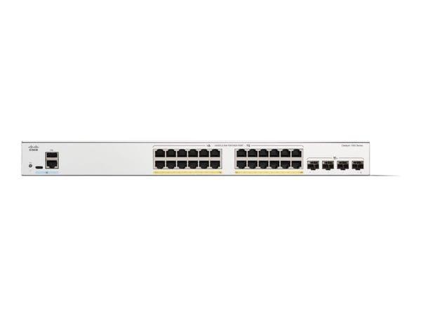 Cisco Catalyst 1300-24P-4X - Switch - L3 - Administrerad - 24 x 10/100/1000 (PoE+) + 4 x 10 Gigabit SFP+ - rackmonterbar - PoE+ (195 W)