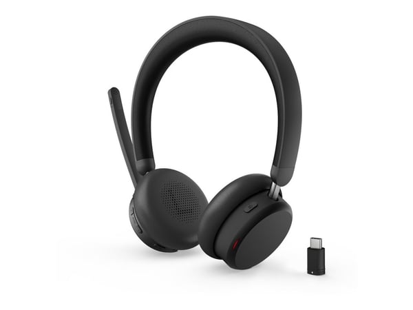 Lenovo 6550 - Hodesett - on-ear - Bluetooth - trådløs - aktiv støydemping - svart - Certified for Microsoft Teams