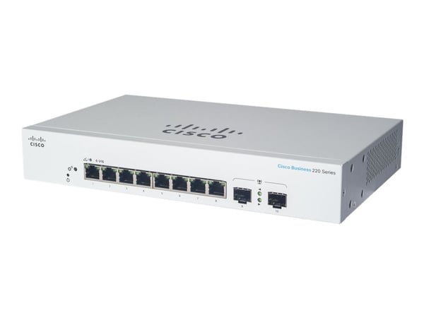 Cisco CBS220-8FP-E-2G-EU, Hallittu, L2, Gigabit Ethernet (10/100/1000), Power over Ethernet -tuki, Telineasennus