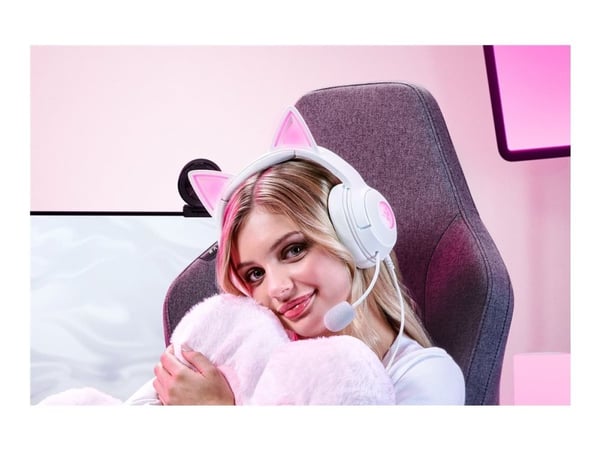 Razer Kraken Kitty V2 - Hodesett - full størrelse - kablet - USB-A - lydisolerende - hvit