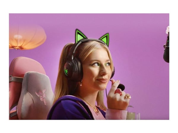 Razer Kraken Kitty V2 - Hodesett - full størrelse - kablet - USB-A - lydisolerende - svart