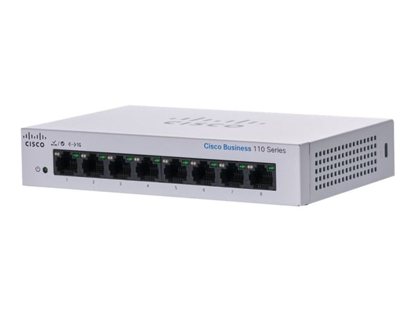 Cisco Business 110 Series 110-8T-D - Switch - ikke administreret - 8 x 10/100/1000 - desktop, væg-monterbar - DC strøm