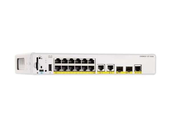 Cisco C9200CX-12T-2X2G-A, Hallittu, Gigabit Ethernet (10/100/1000), Power over Ethernet -tuki, Telineasennus