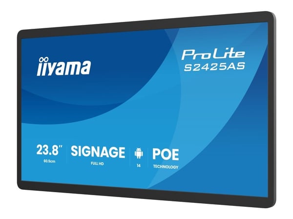 iiyama ProLite S2425AS-B1P - 24" Diagonal klass (23.8" visbar) platt LCD-skärm - digital skyltning - med inbyggd SoC-mediespelare - Android - 1080p...