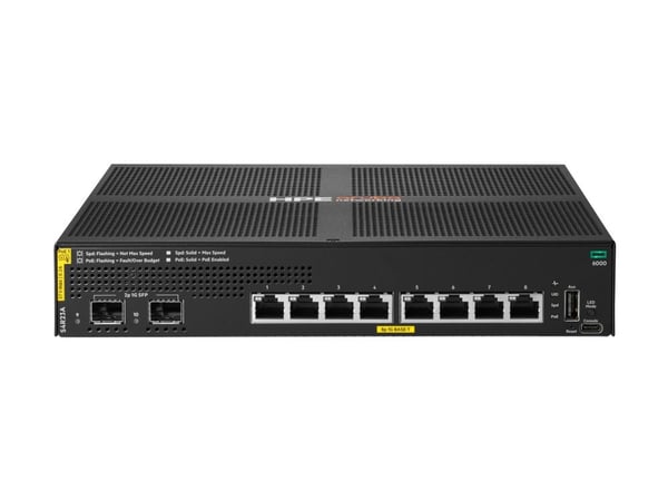 HPE Aruba Networking CX 6000 8p 10M/100M/1G Class4 PoE 2p SFP 1G 67W Switch - Switch - Styrt - 8 x 10/100/1000 (PoE+) + 2 x Gigabit SFP (opplink) -...