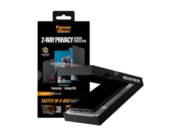PanzerGlass 2-Way Privacy Displayschutz Samsung Galaxy S26 | Ultra-Wide Fit mit FASTFIT IN-A-BOX
