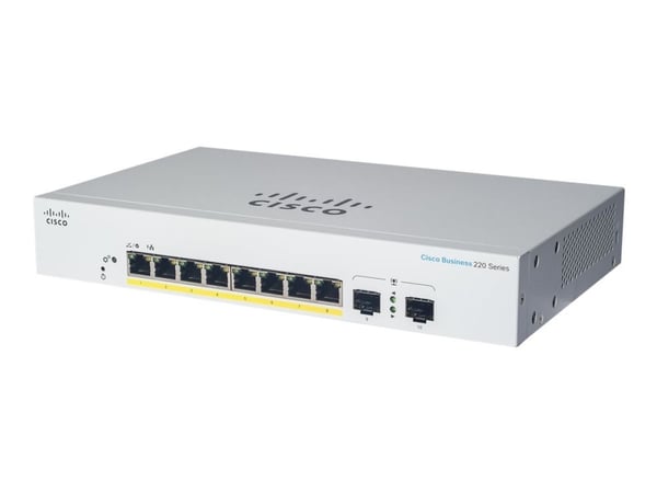 Cisco Business 220 Series CBS220-8T-E-2G - Switch - smart - 8 x 10/100/1000 + 2 x Gigabit SFP (opplink) - rackmonterbar