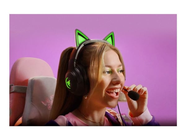 Razer Kraken Kitty V2 - Hodesett - full størrelse - kablet - USB-A - lydisolerende - svart