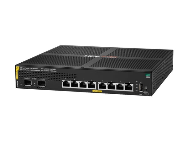 HPE Aruba Networking CX 6000 8p 10M/100M/1G Class4 PoE 2p SFP 1G 67W Switch - Switch - Styrt - 8 x 10/100/1000 (PoE+) + 2 x Gigabit SFP (opplink) -...