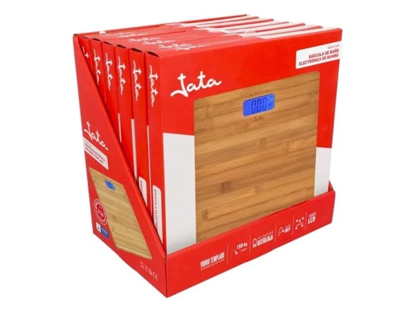 JATA HBAS1489, Elektronisk personvåg, 180 kg, 100 g, Bamboo, kg/lb, Torg