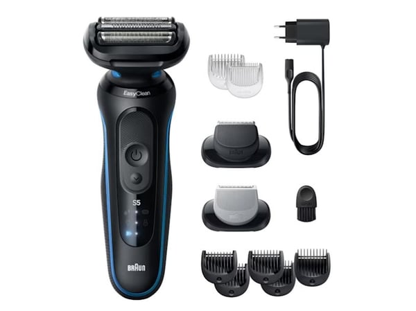 Braun Series 5 52-B1650S, Barberingsmaskin, Blå, Knapper, Batteri, Innebygd batteri, 50 min