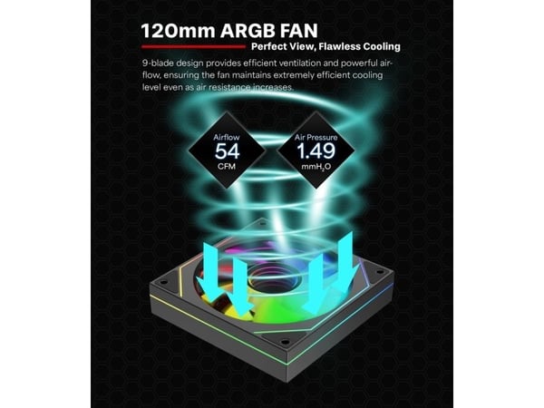 Xilence Gaming Series XPF120U.ARGB, Vifte, 12 cm, 500 RPM, 1800 RPM, Svart