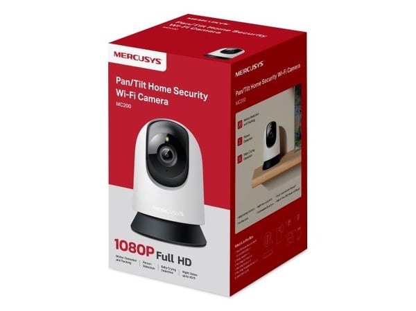 Mercusys MC200, Innendørs, CE, NCC, BSMI, NTRA, KC, RCM, ONVIF, Tak/bord, Sort, Hvit, Lyspære, 87°