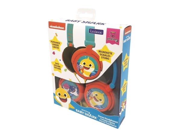 Sammenleggbare Baby Shark kablede stereohodetelefoner med barnesikret volum Lexibook HP015BS