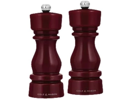 Cole & Mason H253010, Set med salt- och pepparkvarnar, Röd, Akryl, Peppar, Salt, 150 mm, 435 g