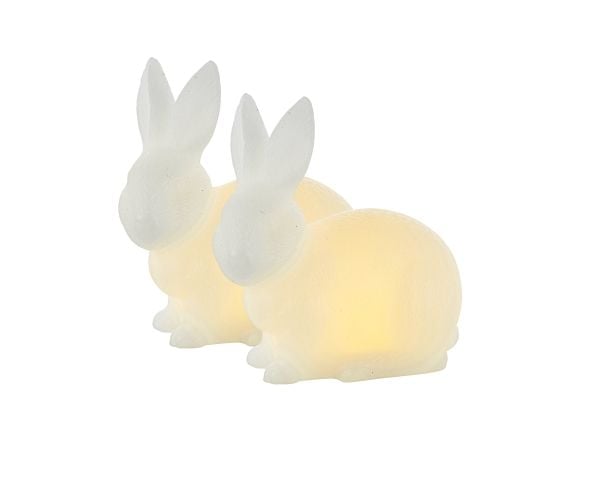 Konstsmide Sirius Home Elin Rabbit ljusdekorationfigur, vit, vax, 2 lampor, LED, batteri