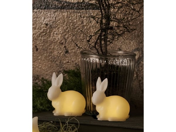 Konstsmide Sirius Home Elin Rabbit ljusdekorationfigur, vit, vax, 2 lampor, LED, batteri
