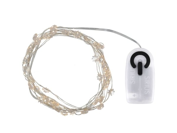 Sirius Silke -minikukka-valoketju – 40 LED-valoa – kirkas/hopea