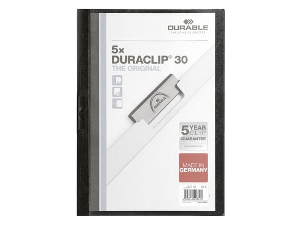 Durable Duraclip 30, Musta, 30 arkkia, A4, 5 kpl