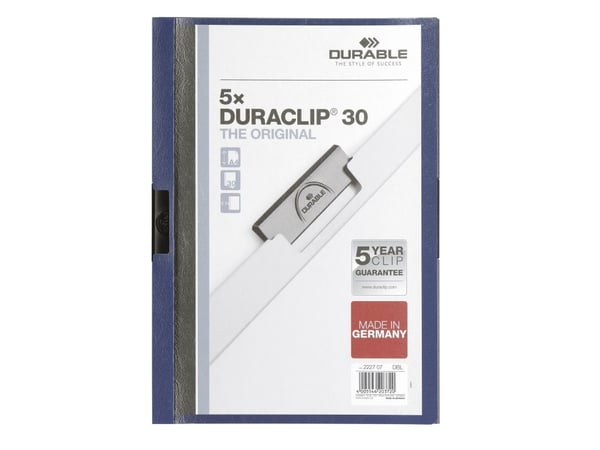 Durable Duraclip 30, Sininen, 30 arkkia, A4, 5 kpl