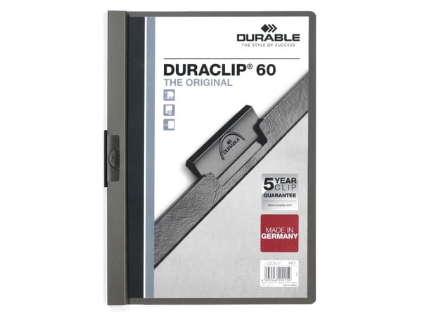 Durable DuraClip Original 60 A4 Anthracite Grey, Grå, PVC, A4, 219 mm, 310 mm