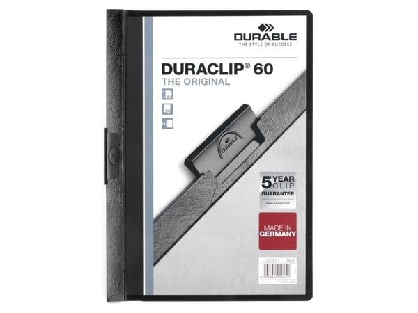 Durable Duraclip 60, Sort, Gjennomsiktig, PVC, 60 ark, A4, 1 stykker