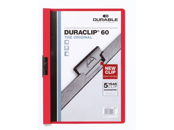 Durable Duraclip 60, Rød, Gjennomsiktig, PVC, 60 ark, A4, 1 stykker