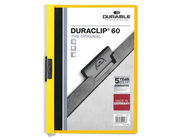 Durable DURACLIP 60, Gult, 60 ark, A4, 1 stykker, Tyskland