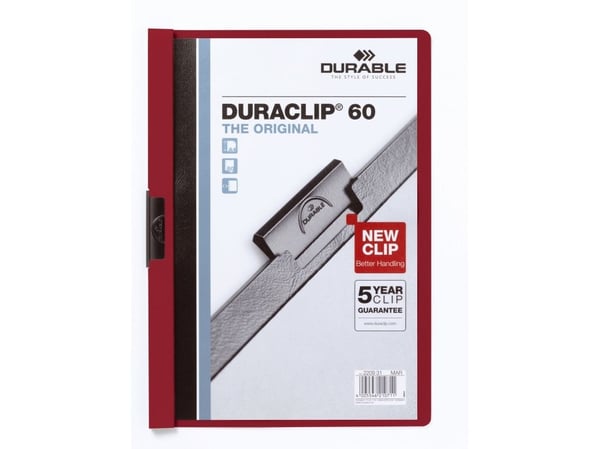 Durable DURACLIP, Rød, 60 ark, A4, 1 stykker, Tyskland