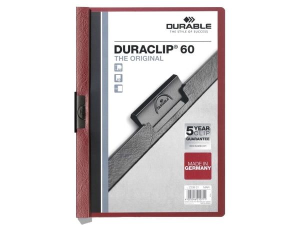 Durable DURACLIP, Rød, 60 ark, A4, 1 stykker, Tyskland