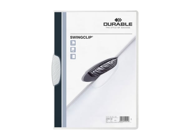 Durable Swingclip, Valkoinen, Polypropeeni (PP), 30 arkkia, A4, 25 kpl