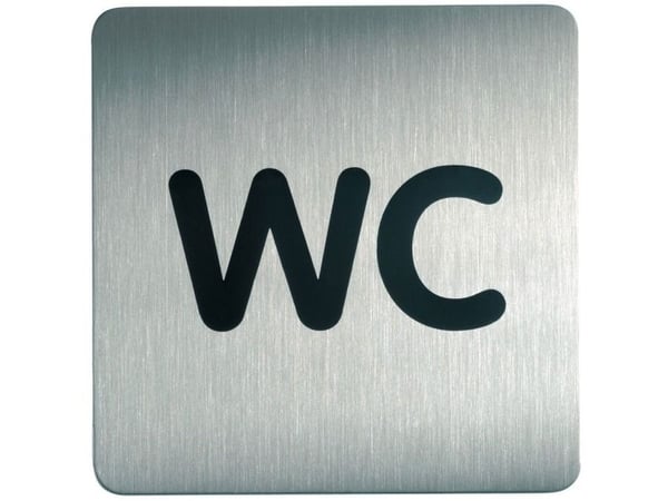 Neliön muotoinen kyltti "WC" wc