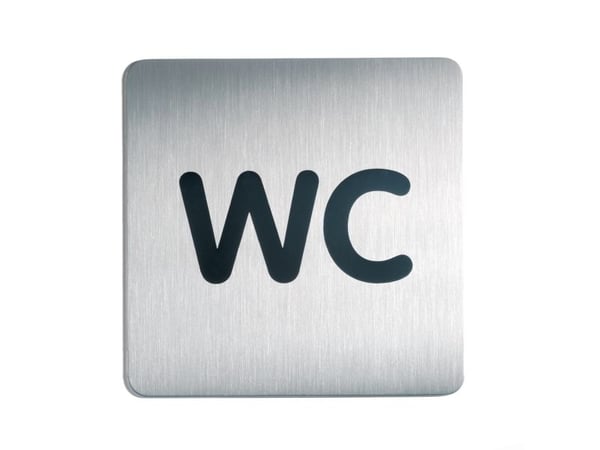 Neliön muotoinen kyltti "WC" wc