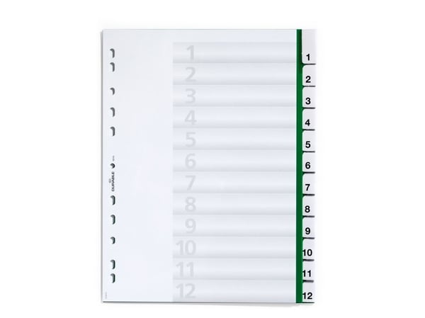 Durable 6210-05, Numerisk faneindeks, Grønn, Portrett, A4, 2, 4, 6, 230 mm