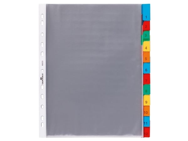 Plastlommeregister A4 Durable 1-12 transparent