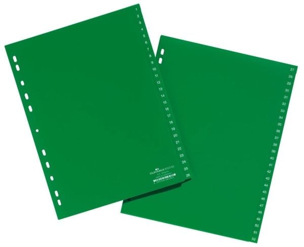 Durable 6157, Numerisk faneindeks, Grønn, Portrett, A4, 230 mm, 297 mm
