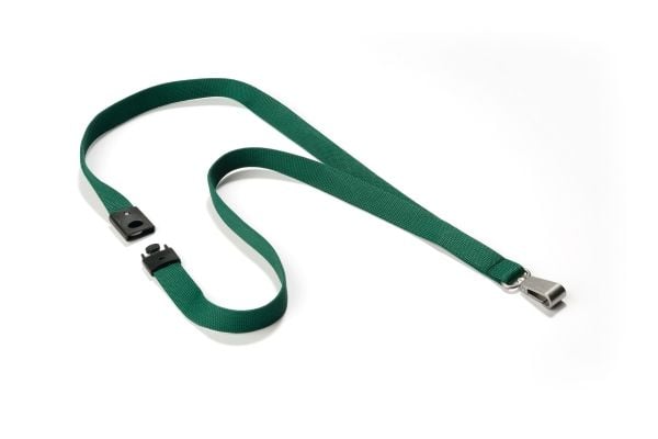 Durable Textile lanyard SOFT COLOUR dark green, Merkeholder, Metall, Tekstil, Grønn, 44 cm, 15 mm