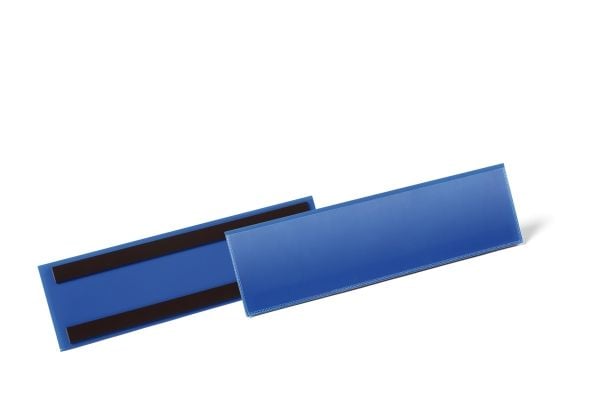 Lagerlomme/etiketholder Durable med magnet 297x74 mm blå - (50 stk.)
