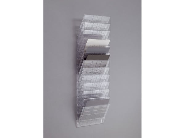 Broschyrställ Durable Flexiboxx w/12 A4-brickor liggande format redo - för väggmontering