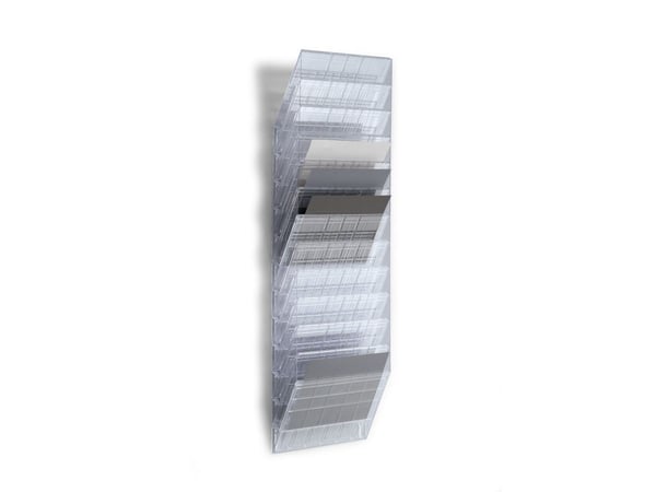 Broschyrställ Durable Flexiboxx w/12 A4-brickor liggande format redo - för väggmontering