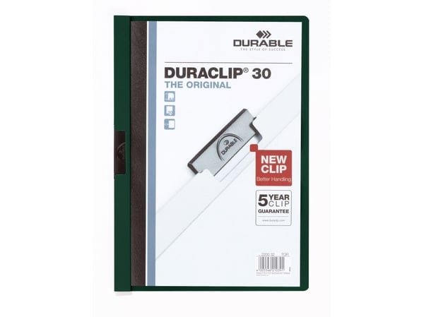 Durable DURACLIP 30 A4, Sort, Grønn, Gjennomsiktig, PVC, 30 ark, A4, 1 stykker